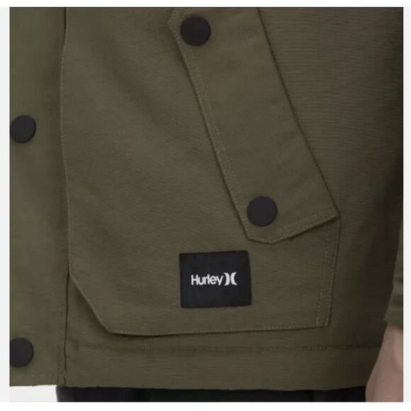 Hurley Slammer Jacket Men S Green #G4932-00 Hooded Long Sleeve Button-Up Winter - Picture 12 of 12